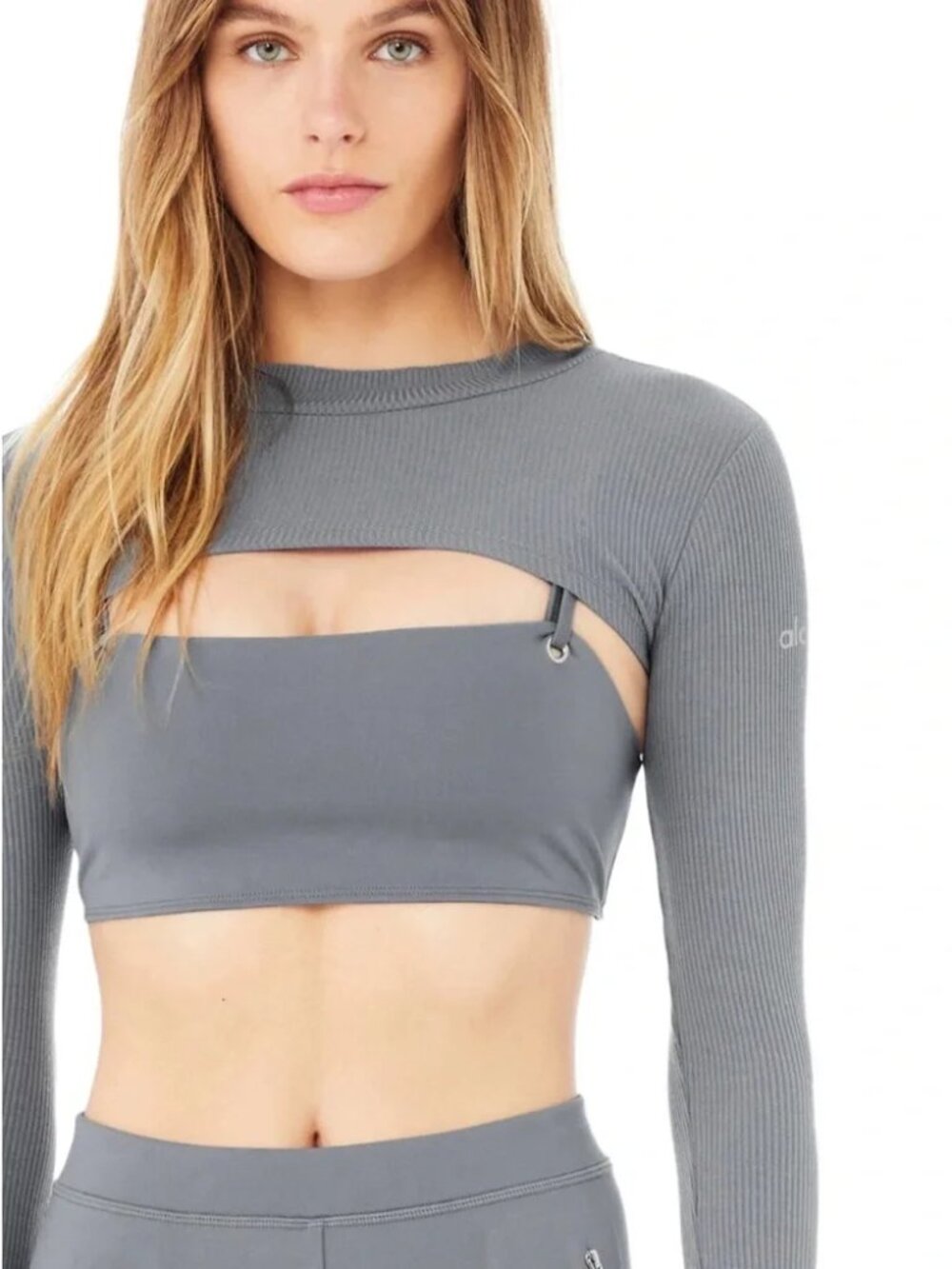 ALO Yoga Thrill Seeker Shrug Steel Blue L